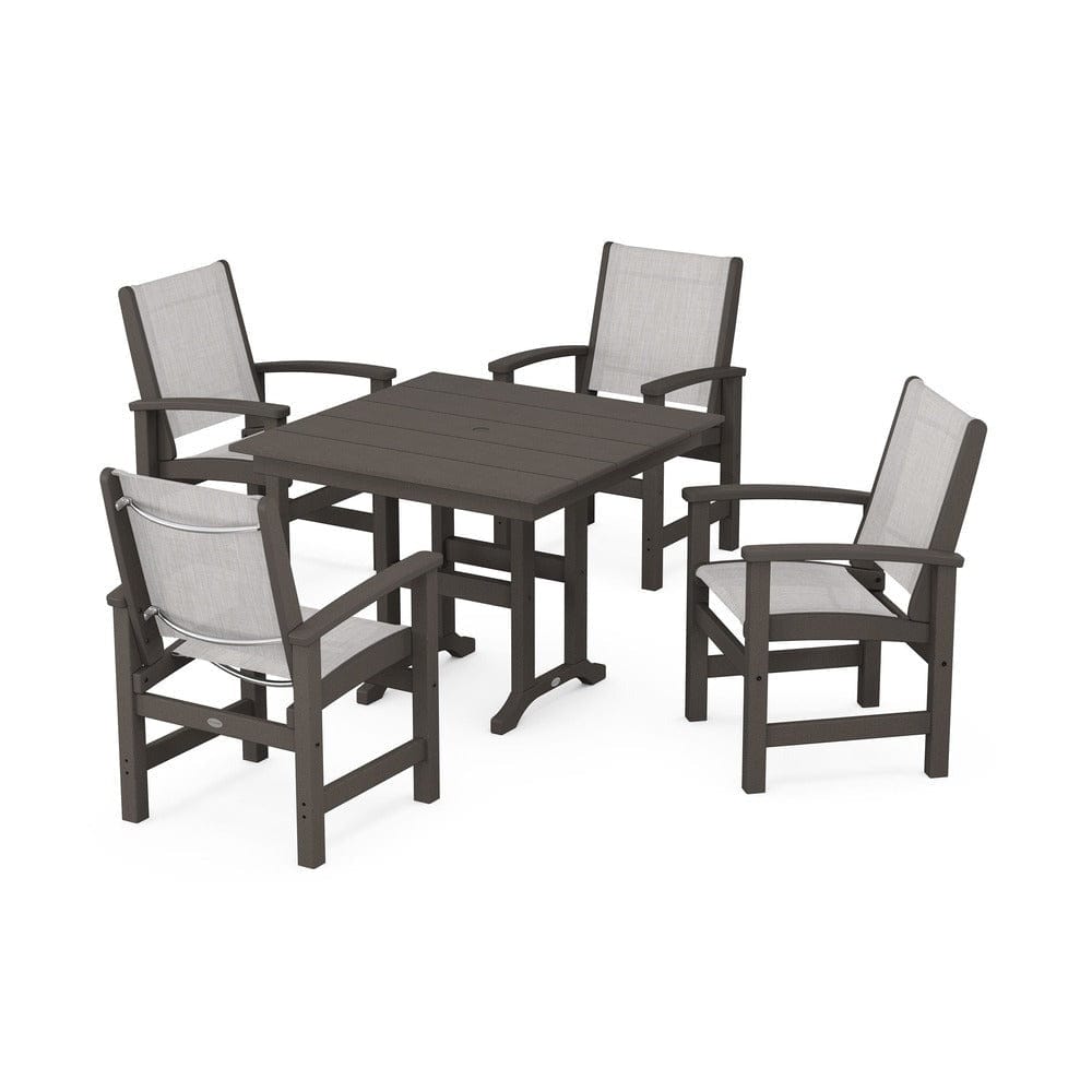 POLYWOOD® - Coastal 5-Piece Farmhouse Dining Set - PWS1141 Outdoor Furniture POLYWOOD®