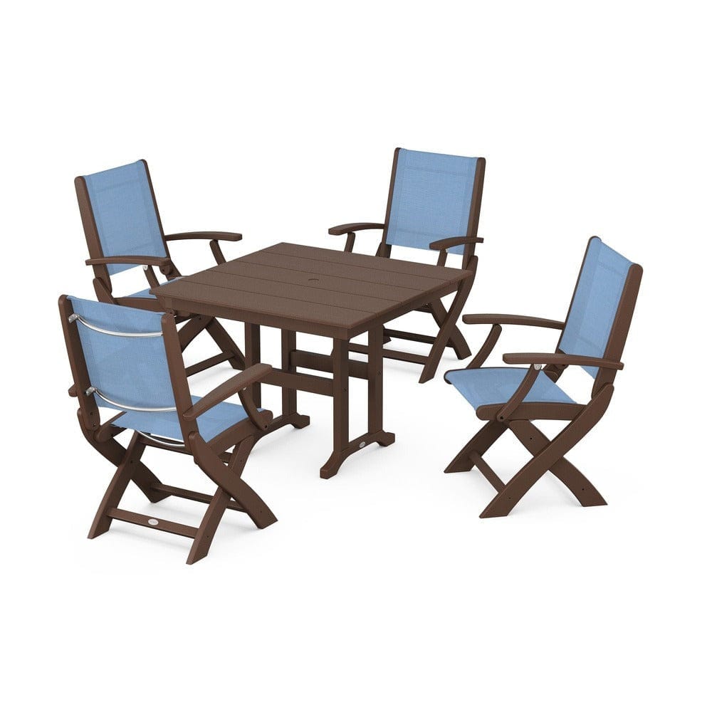 POLYWOOD® - Coastal Folding Chair 5-Piece Farmhouse Dining Set - PWS1142 Outdoor Furniture POLYWOOD®