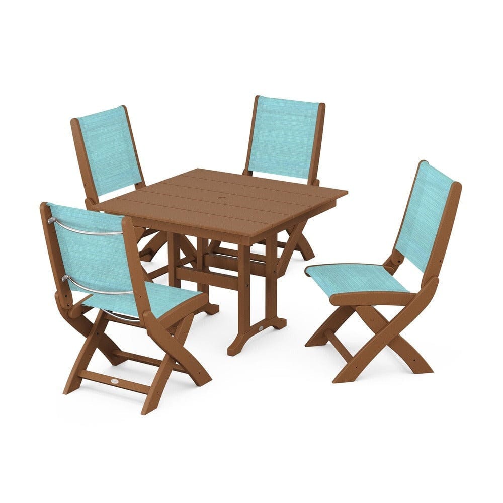 POLYWOOD® - Coastal Folding Side Chair 5-Piece Farmhouse Dining Set - PWS1143