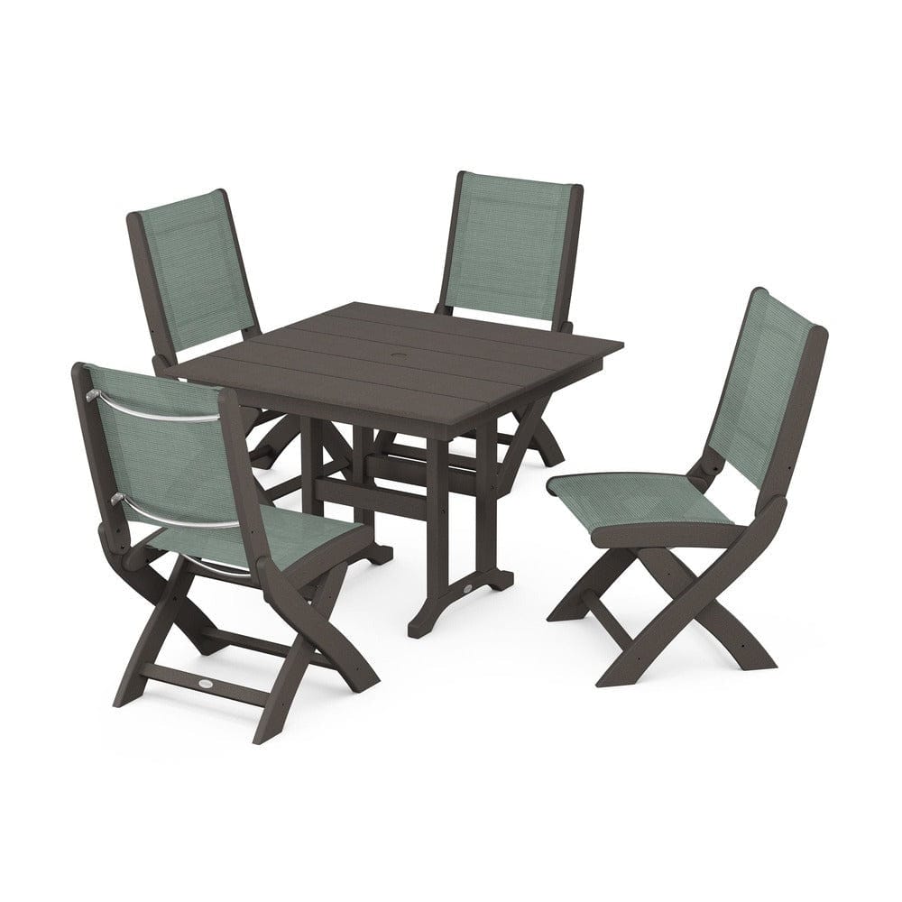 POLYWOOD® - Coastal Folding Side Chair 5-Piece Farmhouse Dining Set - PWS1143