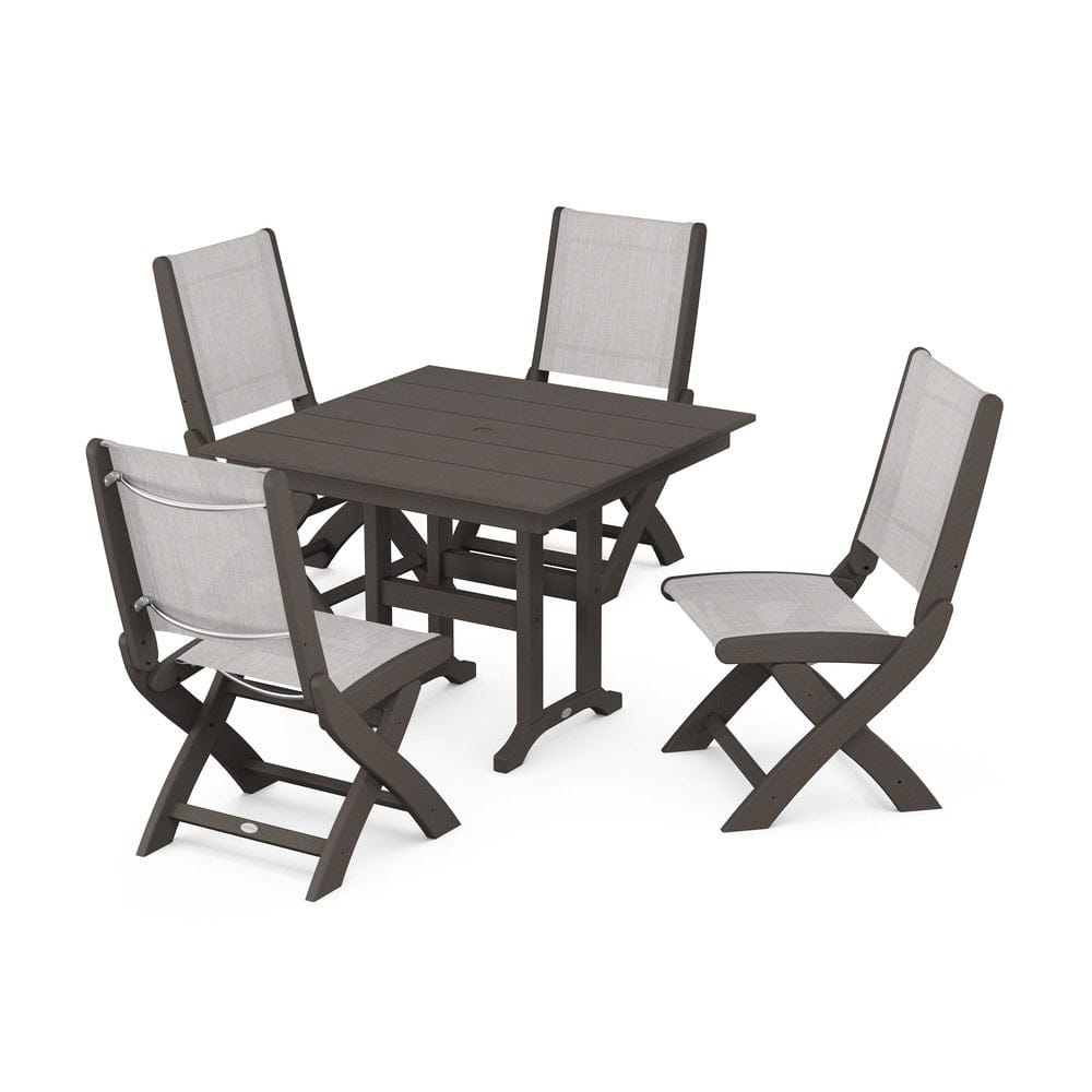 POLYWOOD® - Coastal Folding Side Chair 5-Piece Farmhouse Dining Set - PWS1143