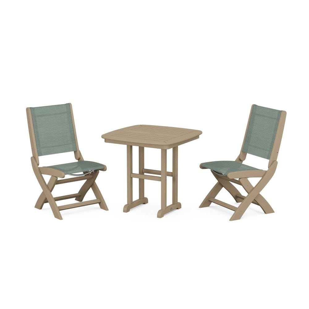 POLYWOOD® - Coastal Folding Side Chair 3-Piece Dining Set - PWS1207 Outdoor Furniture POLYWOOD®