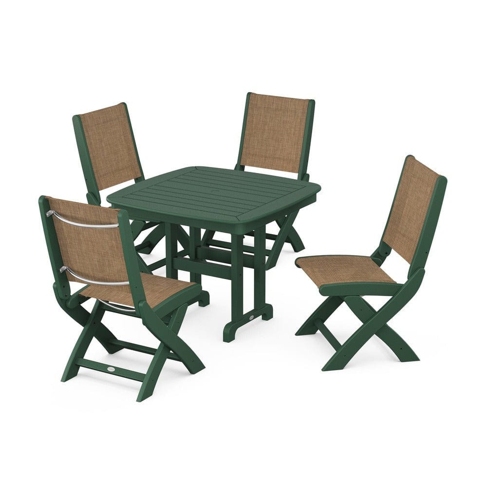 POLYWOOD® - Coastal Folding Side Chair 5-Piece Dining Set - PWS1238 Outdoor Furniture POLYWOOD®