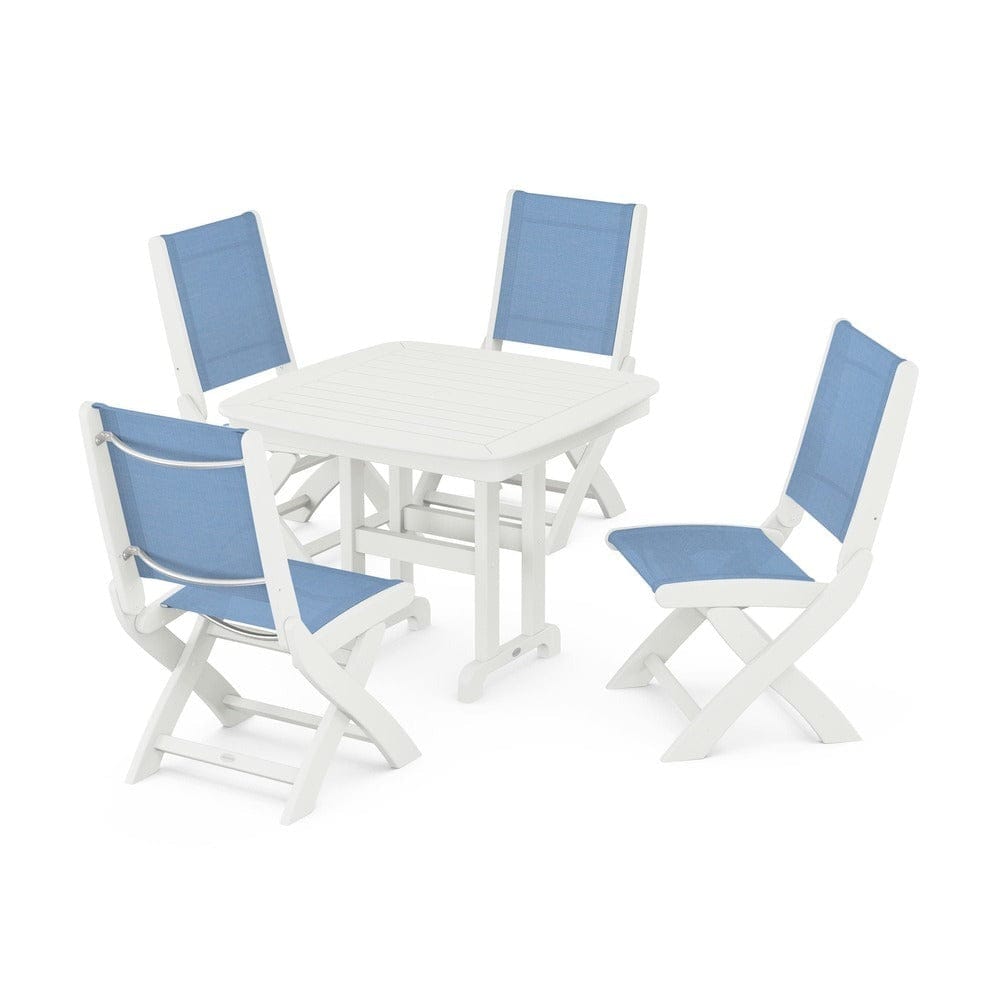 POLYWOOD® - Coastal Folding Side Chair 5-Piece Dining Set - PWS1238 Outdoor Furniture POLYWOOD®