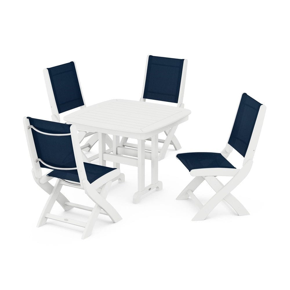 POLYWOOD® - Coastal Folding Side Chair 5-Piece Dining Set - PWS1238 Outdoor Furniture POLYWOOD®