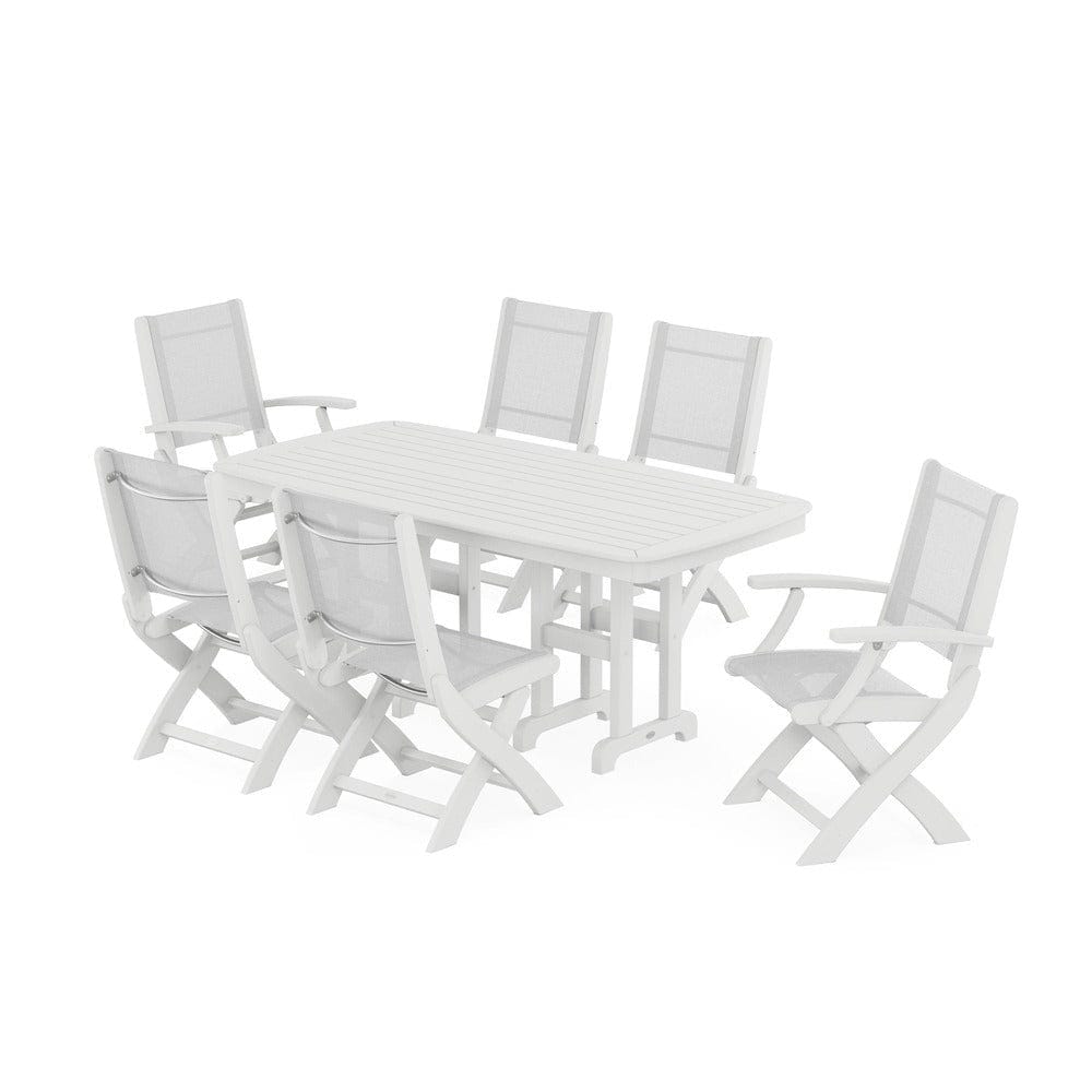 POLYWOOD® - Coastal Folding Chair 7-Piece Dining Set - PWS1264 Outdoor Furniture POLYWOOD®
