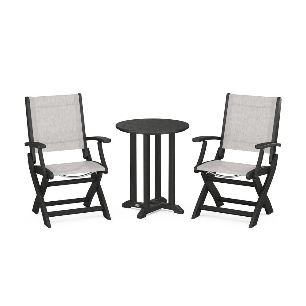 POLYWOOD® - Coastal Folding 3-Piece Round Bistro Dining Set - PWS1295