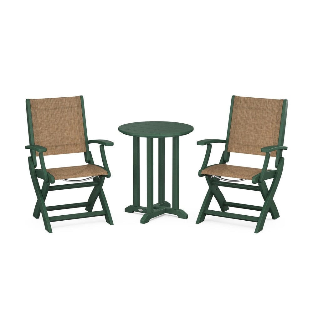 POLYWOOD® - Coastal Folding 3-Piece Round Bistro Dining Set - PWS1295 Outdoor Furniture POLYWOOD®