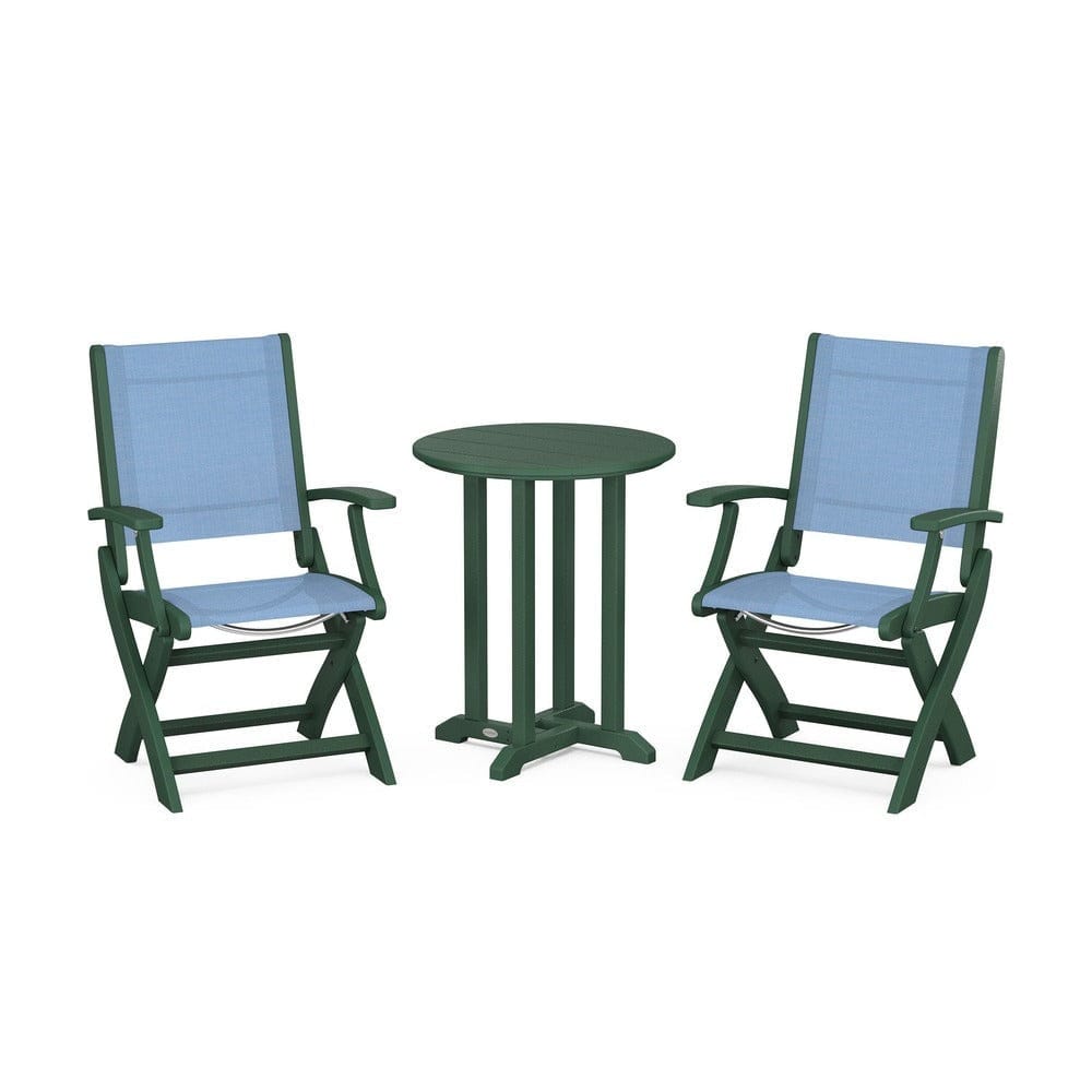 POLYWOOD® - Coastal Folding 3-Piece Round Bistro Dining Set - PWS1295 Outdoor Furniture POLYWOOD®