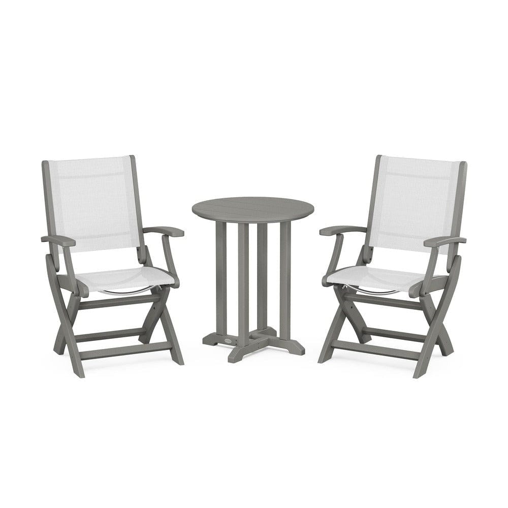 POLYWOOD® - Coastal Folding 3-Piece Round Bistro Dining Set - PWS1295 Outdoor Furniture POLYWOOD®