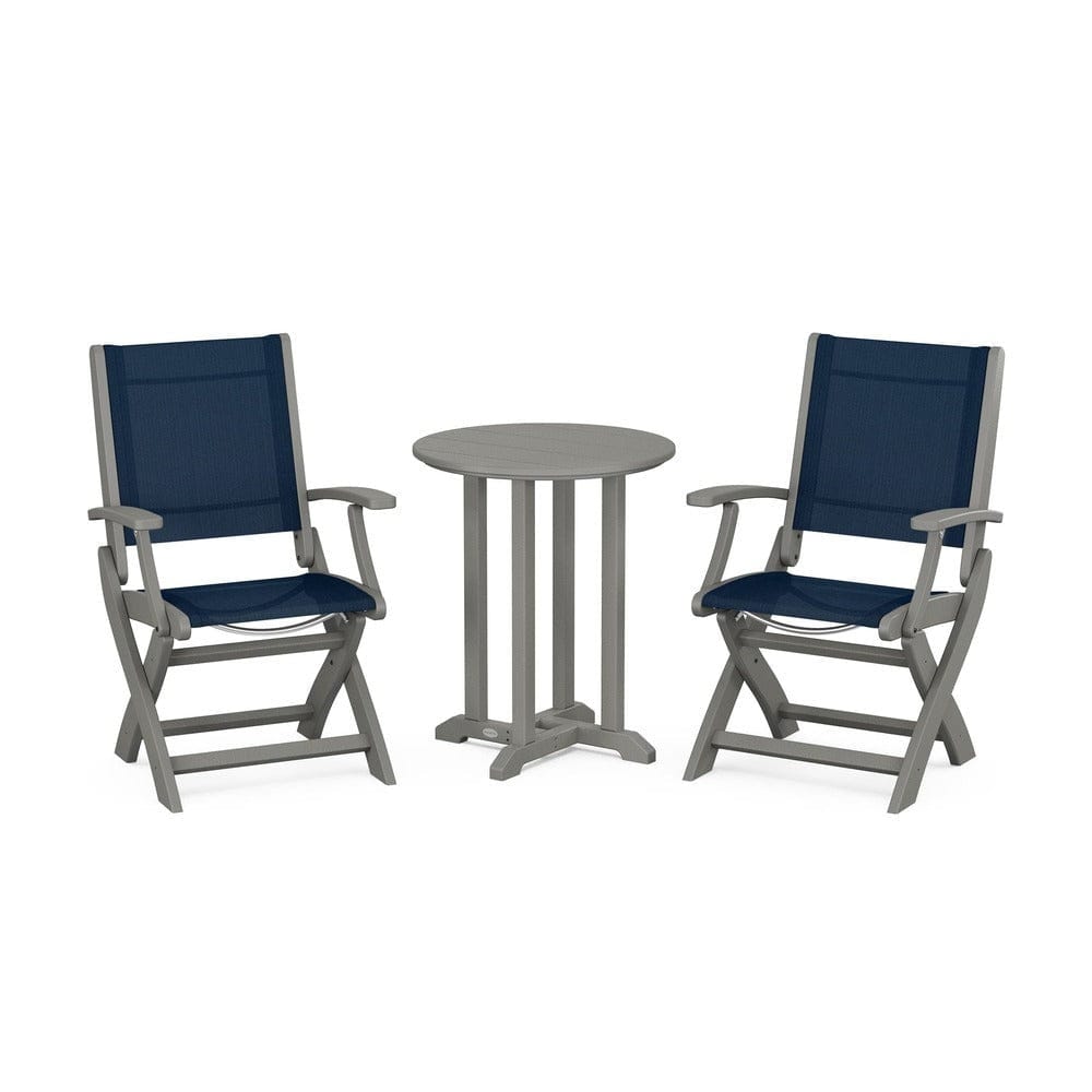POLYWOOD® - Coastal Folding 3-Piece Round Bistro Dining Set - PWS1295 Outdoor Furniture POLYWOOD®