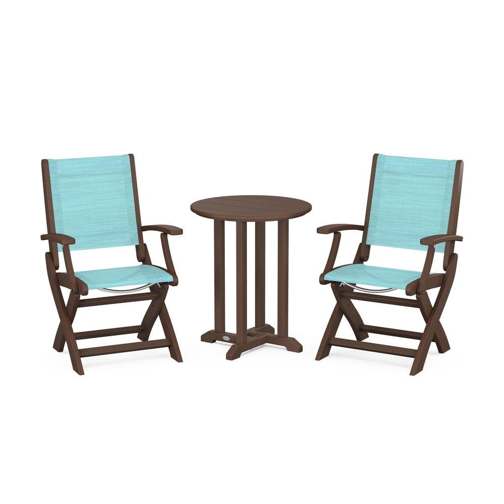 POLYWOOD® - Coastal Folding 3-Piece Round Bistro Dining Set - PWS1295