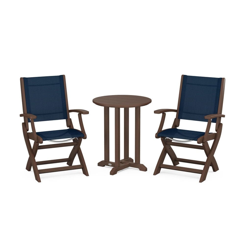 POLYWOOD® - Coastal Folding 3-Piece Round Bistro Dining Set - PWS1295