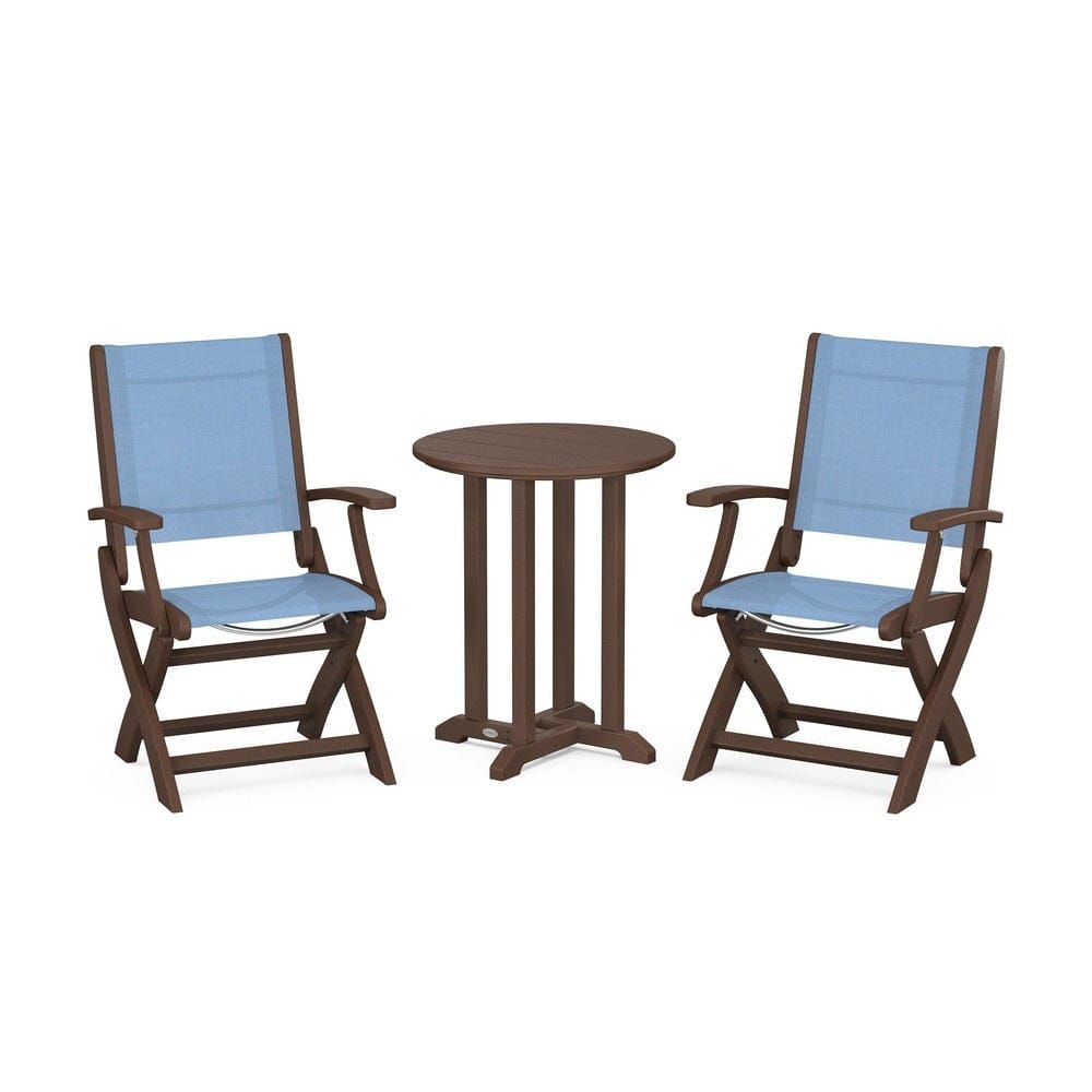 POLYWOOD® - Coastal Folding 3-Piece Round Bistro Dining Set - PWS1295