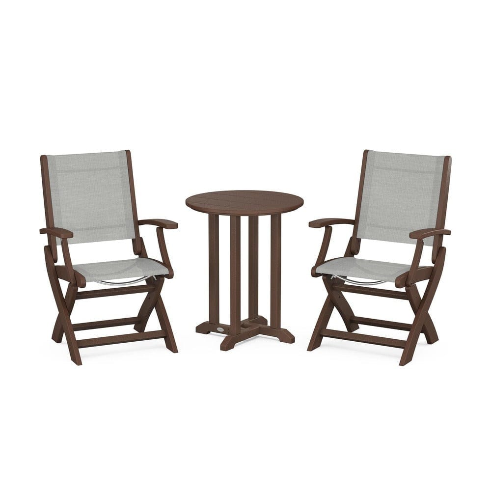 POLYWOOD® - Coastal Folding 3-Piece Round Bistro Dining Set - PWS1295