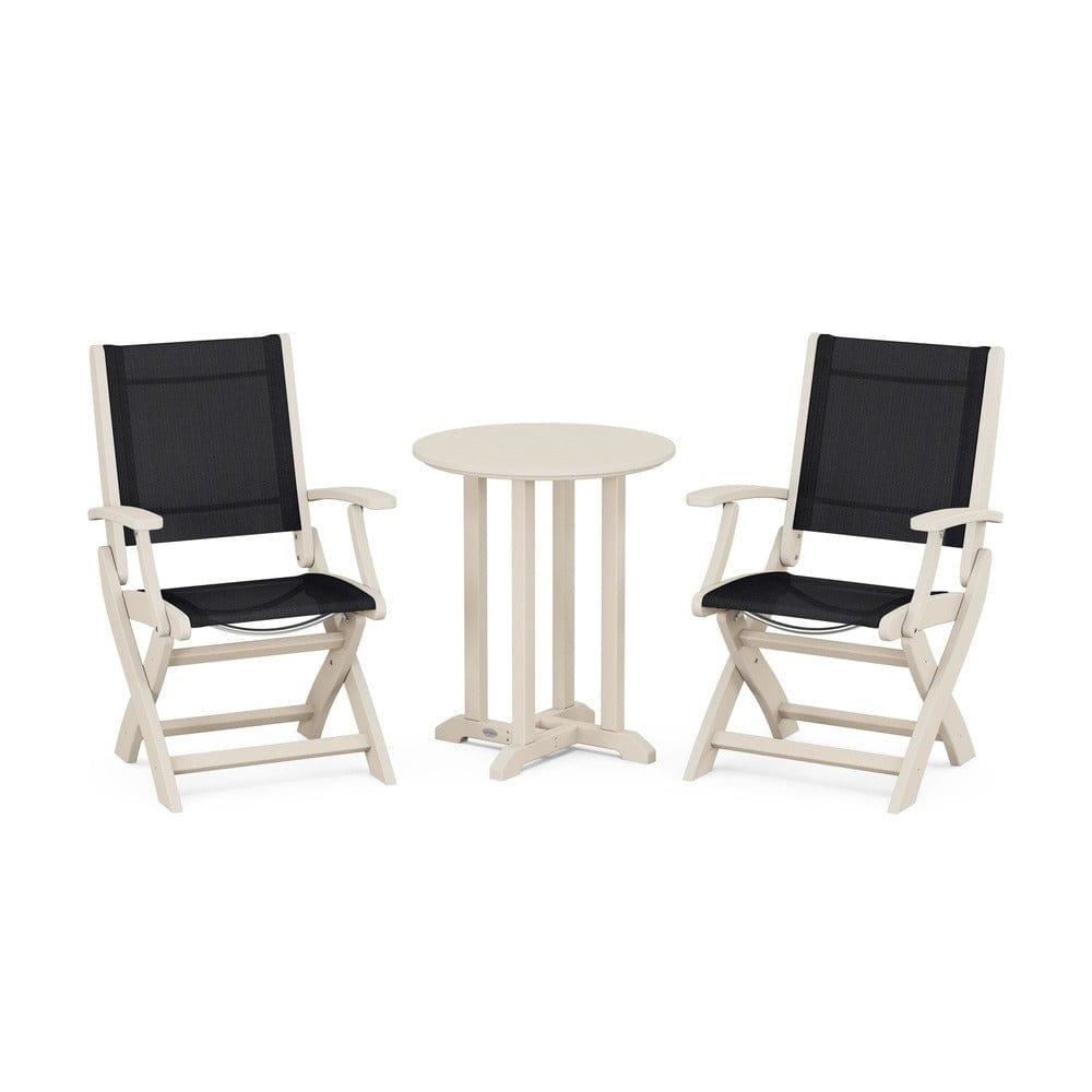 POLYWOOD® - Coastal Folding 3-Piece Round Bistro Dining Set - PWS1295 Outdoor Furniture POLYWOOD®