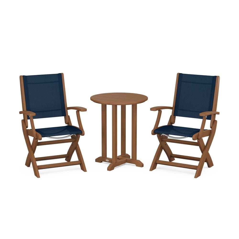 POLYWOOD® - Coastal Folding 3-Piece Round Bistro Dining Set - PWS1295