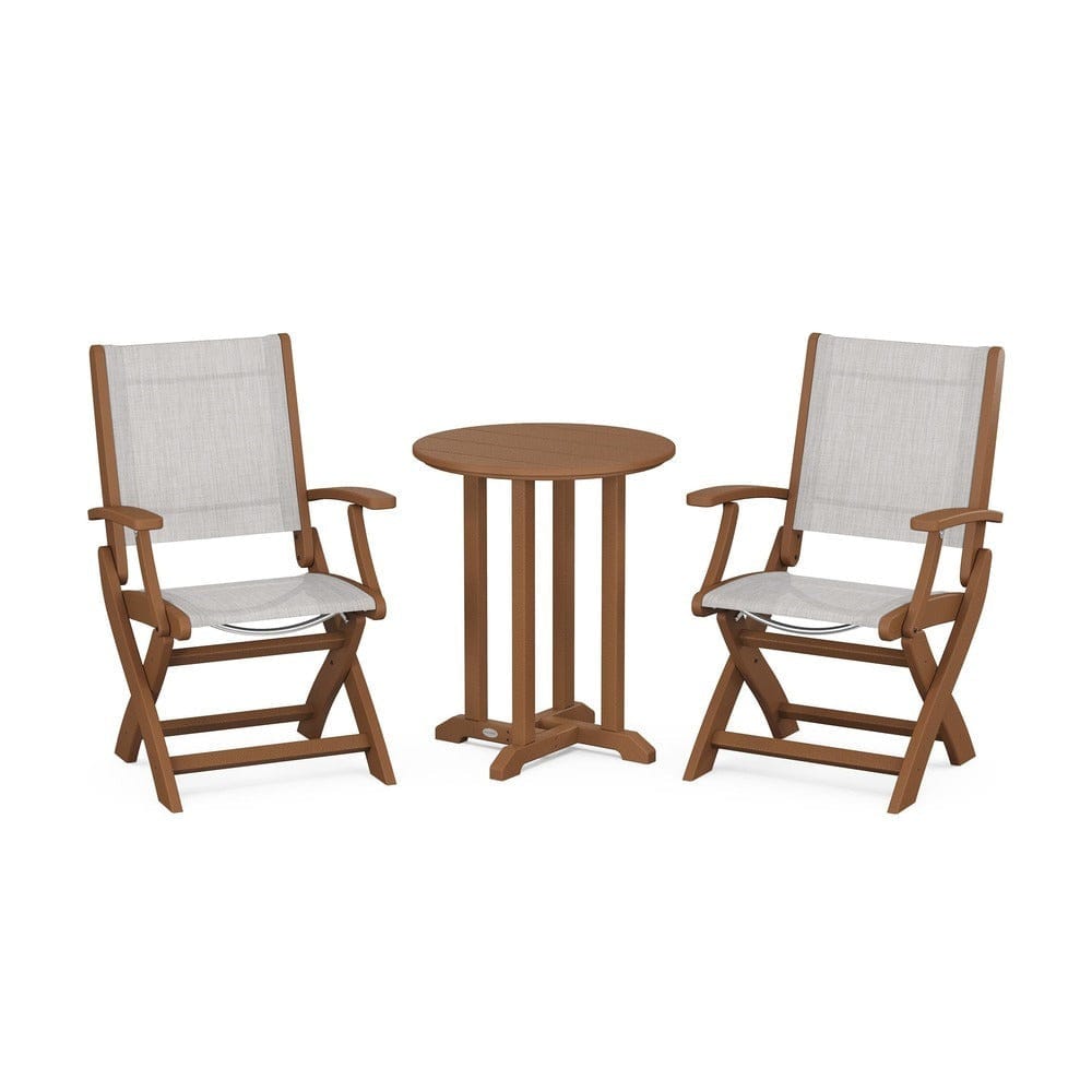 POLYWOOD® - Coastal Folding 3-Piece Round Bistro Dining Set - PWS1295