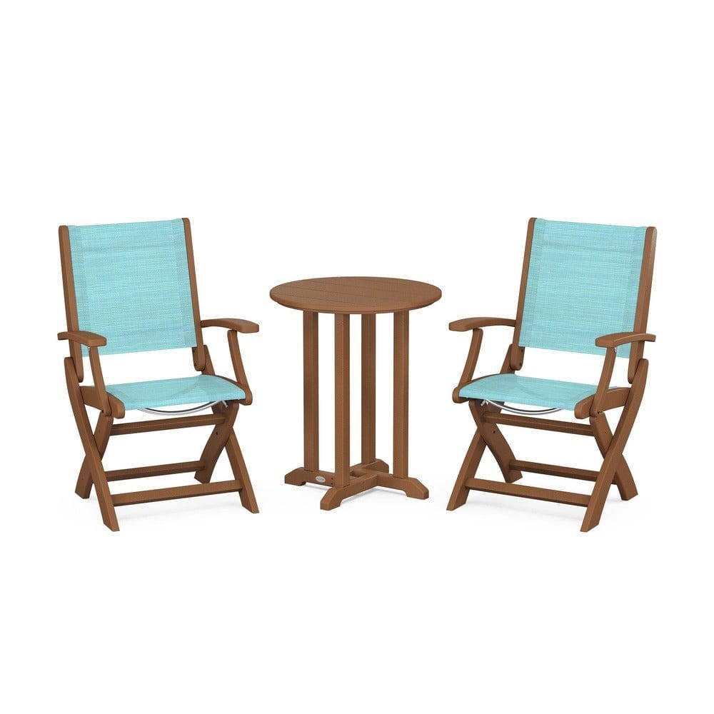 POLYWOOD® - Coastal Folding 3-Piece Round Bistro Dining Set - PWS1295