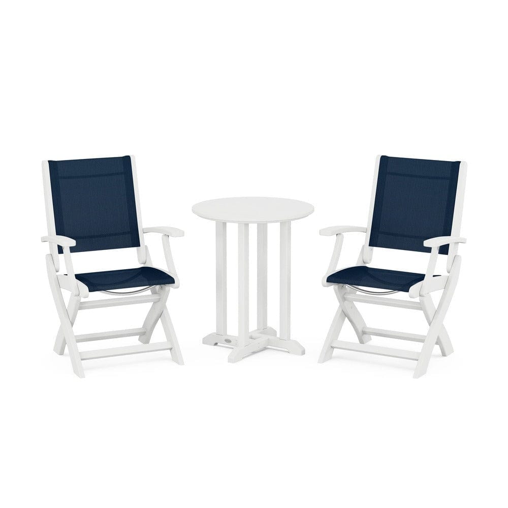 POLYWOOD® - Coastal Folding 3-Piece Round Bistro Dining Set - PWS1295 Outdoor Furniture POLYWOOD®