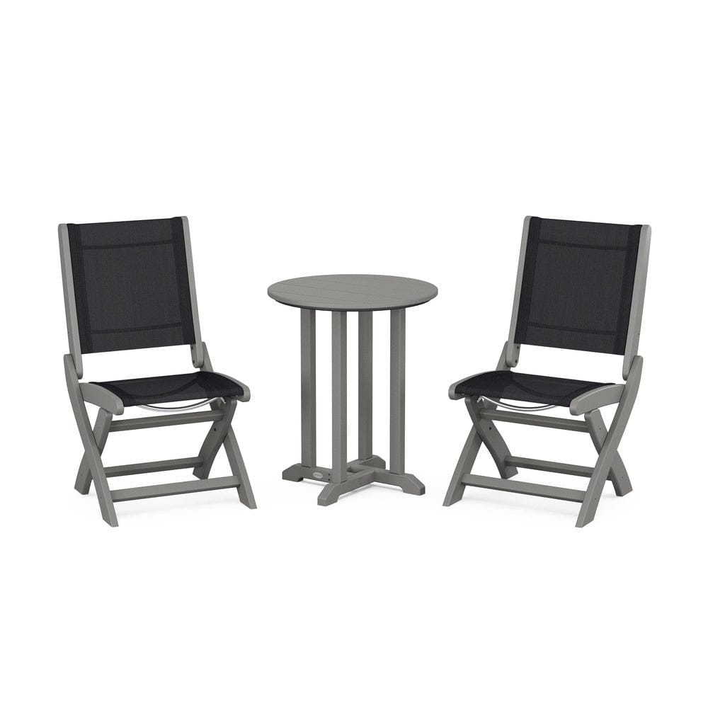 POLYWOOD® - Coastal Folding Side Chair 3-Piece Round Bistro Dining Set - PWS1296
