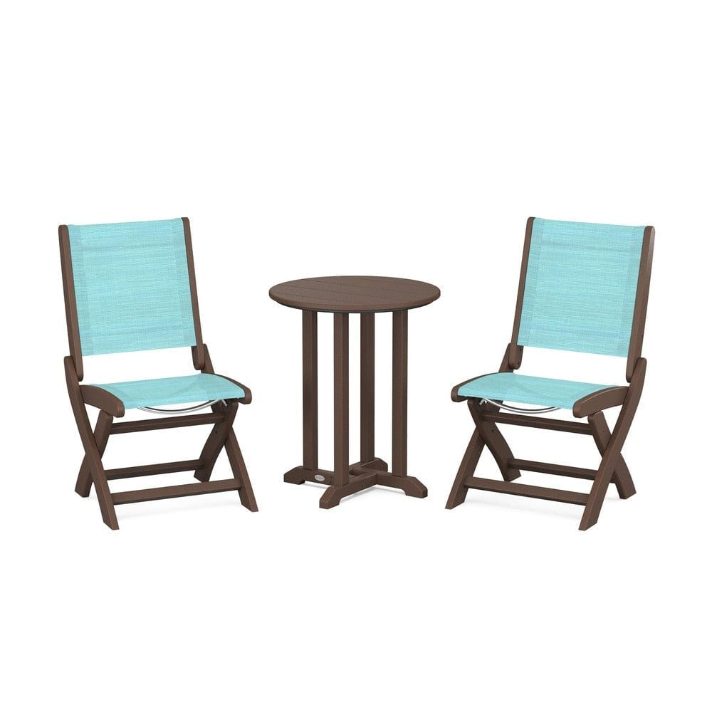 POLYWOOD® - Coastal Folding Side Chair 3-Piece Round Bistro Dining Set - PWS1296 Outdoor Furniture POLYWOOD®
