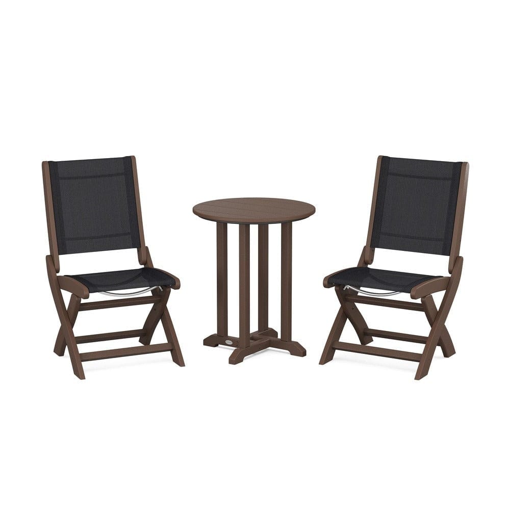 POLYWOOD® - Coastal Folding Side Chair 3-Piece Round Bistro Dining Set - PWS1296 Outdoor Furniture POLYWOOD®
