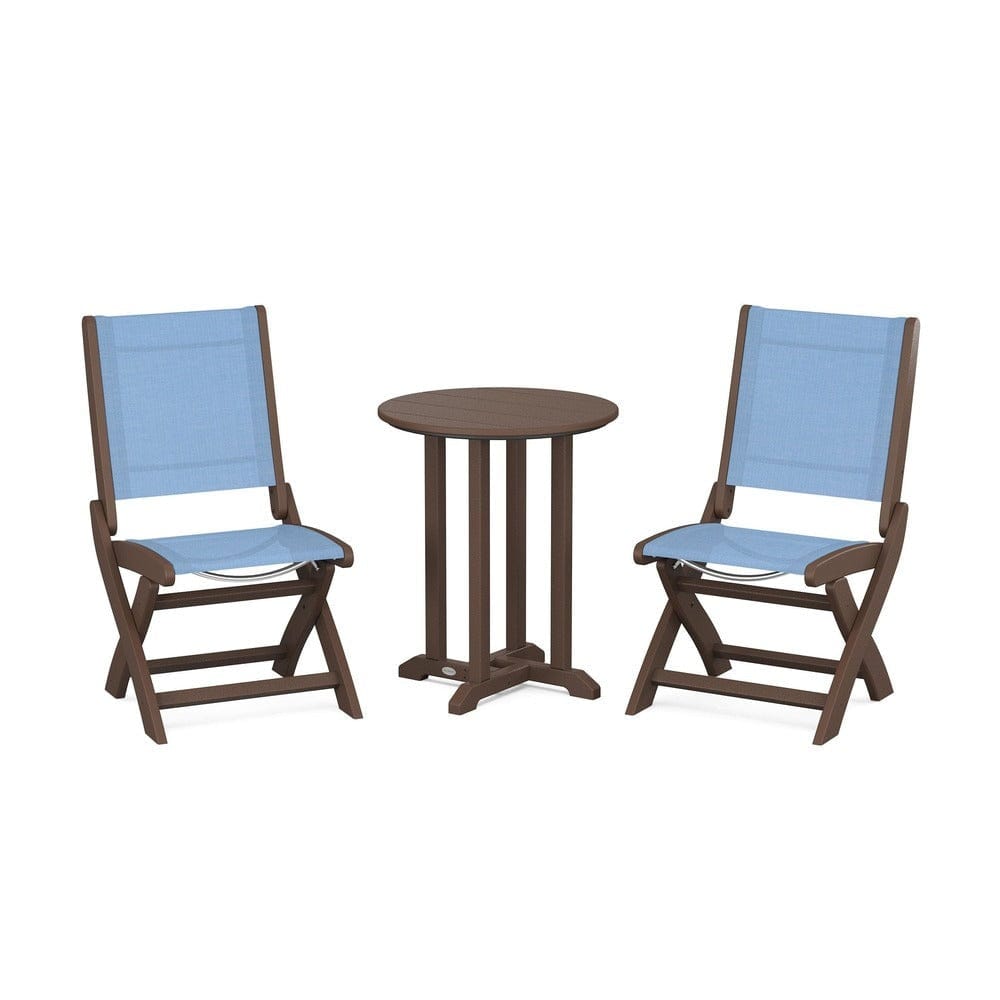 POLYWOOD® - Coastal Folding Side Chair 3-Piece Round Bistro Dining Set - PWS1296