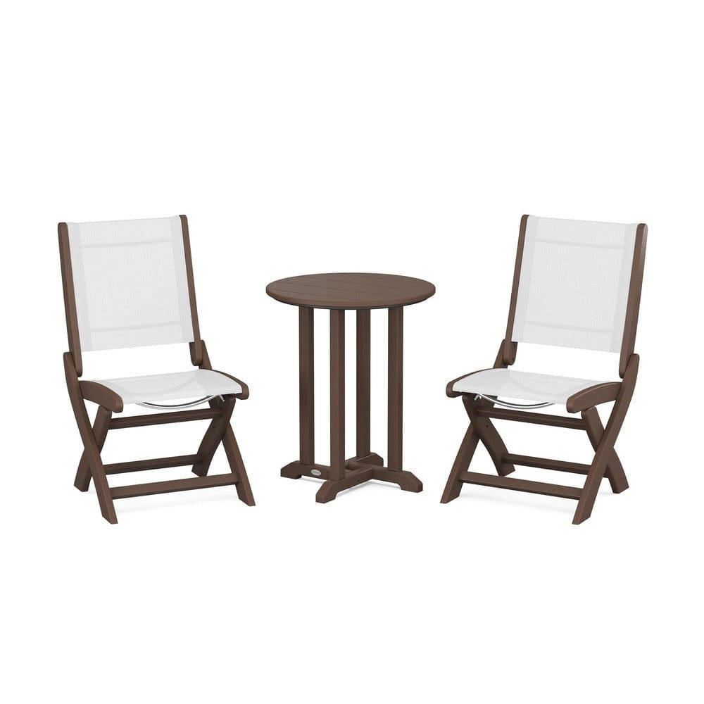 POLYWOOD® - Coastal Folding Side Chair 3-Piece Round Bistro Dining Set - PWS1296 Outdoor Furniture POLYWOOD®