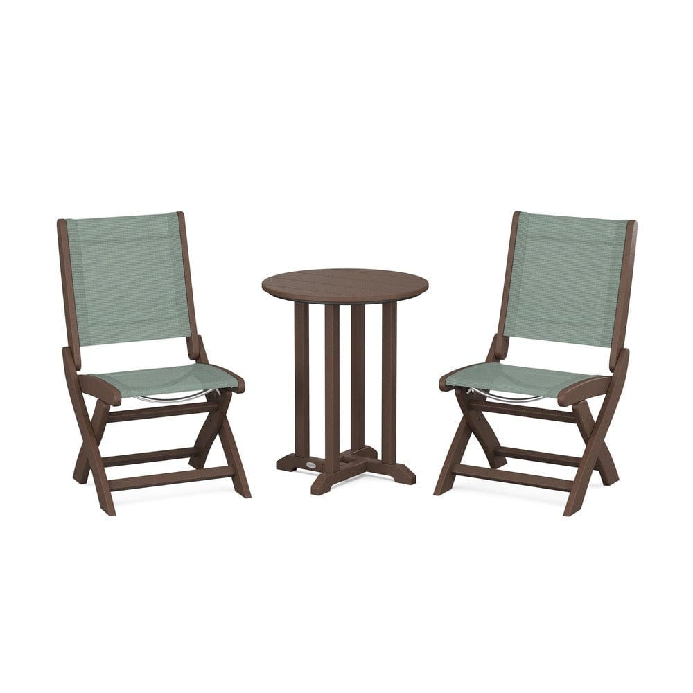 POLYWOOD® - Coastal Folding Side Chair 3-Piece Round Bistro Dining Set - PWS1296