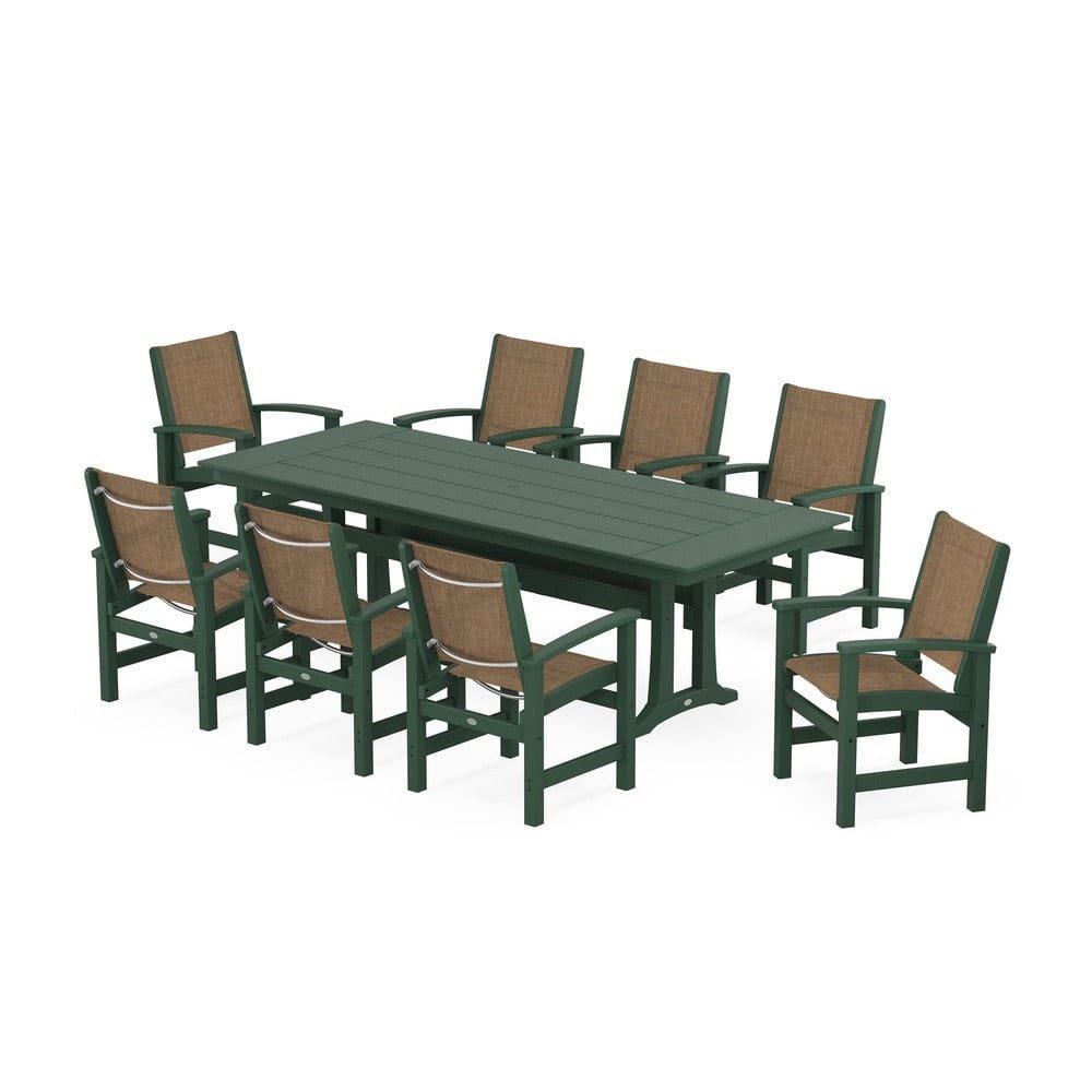 POLYWOOD® - Coastal 9-Piece Farmhouse Dining Set with Trestle Legs - PWS1448
