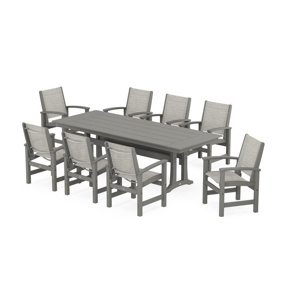 POLYWOOD® - Coastal 9-Piece Farmhouse Dining Set with Trestle Legs - PWS1448