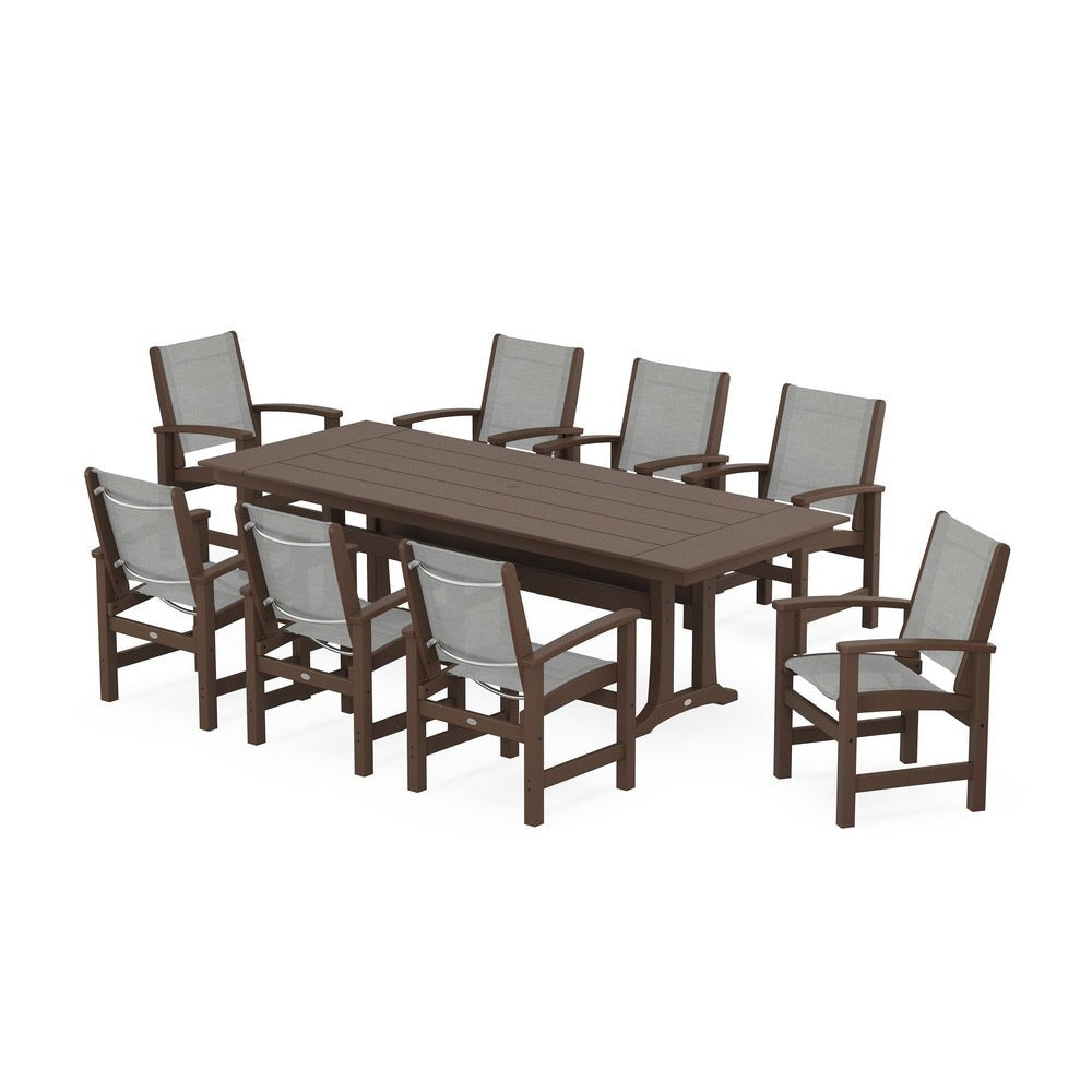 POLYWOOD® - Coastal 9-Piece Farmhouse Dining Set with Trestle Legs - PWS1448 Outdoor Furniture POLYWOOD®