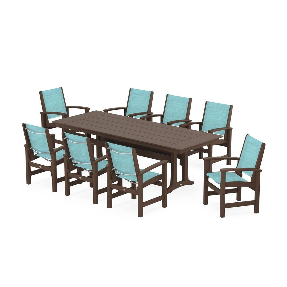 POLYWOOD® - Coastal 9-Piece Farmhouse Dining Set with Trestle Legs - PWS1448 Outdoor Furniture POLYWOOD®