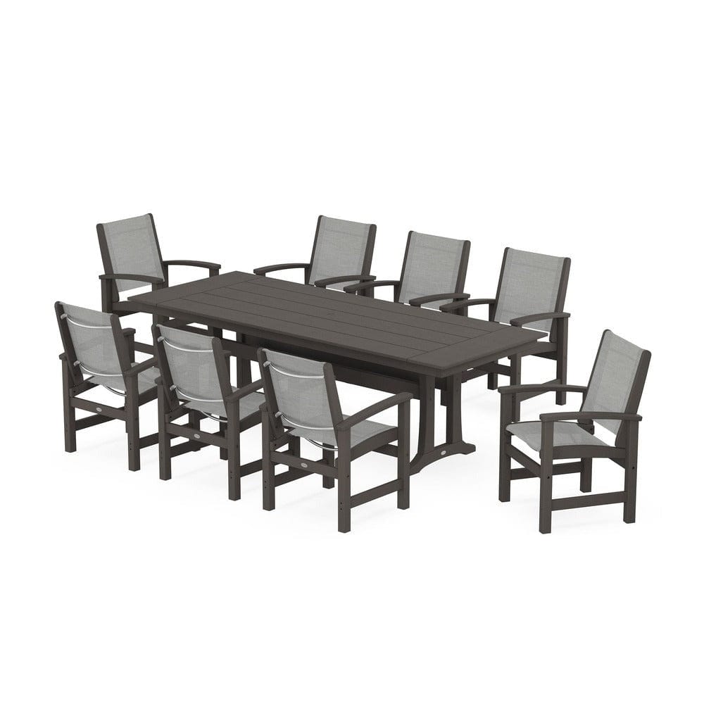 POLYWOOD® - Coastal 9-Piece Farmhouse Dining Set with Trestle Legs - PWS1448