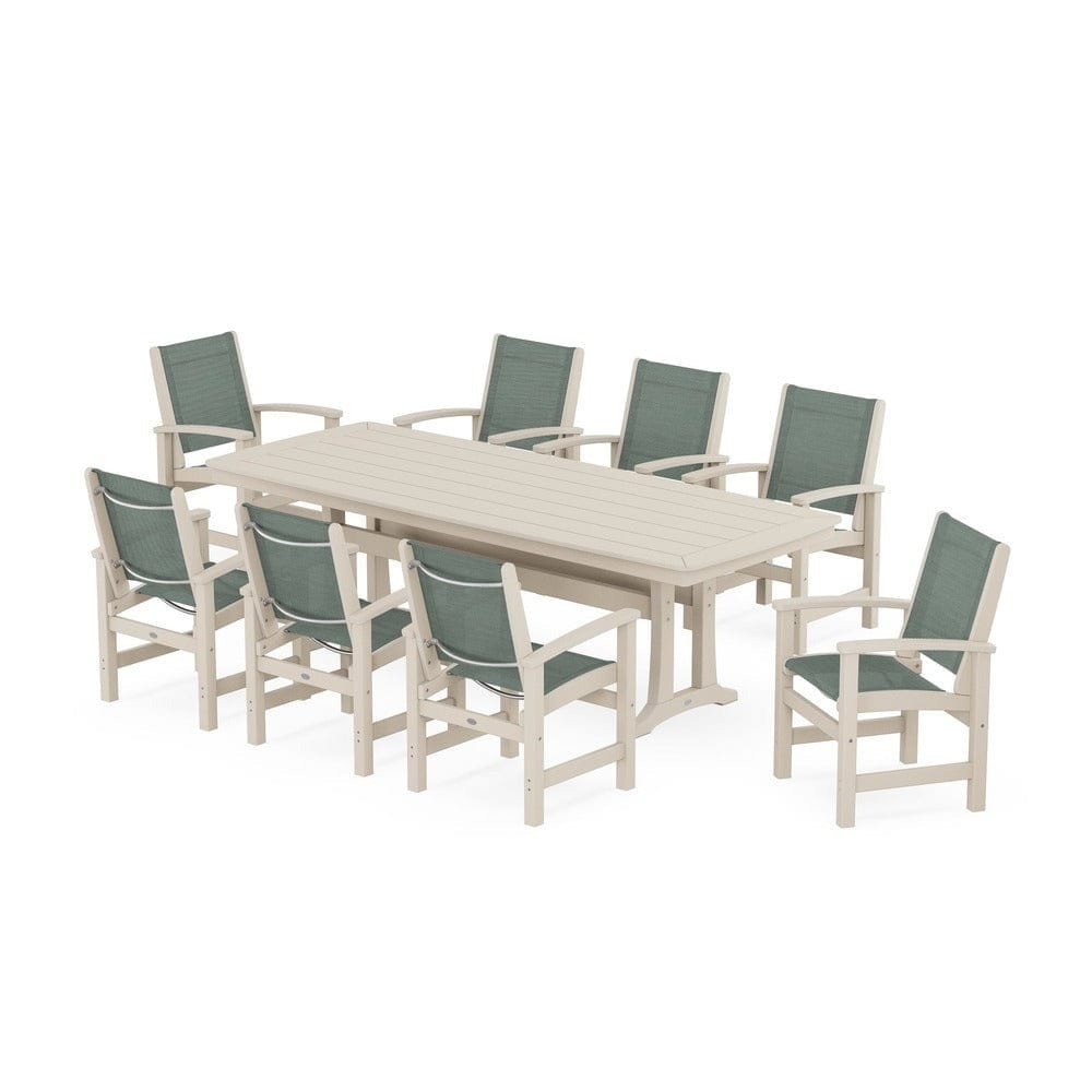 POLYWOOD® - Coastal 9-Piece Dining Set with Trestle Legs - PWS1502 Outdoor Furniture POLYWOOD®