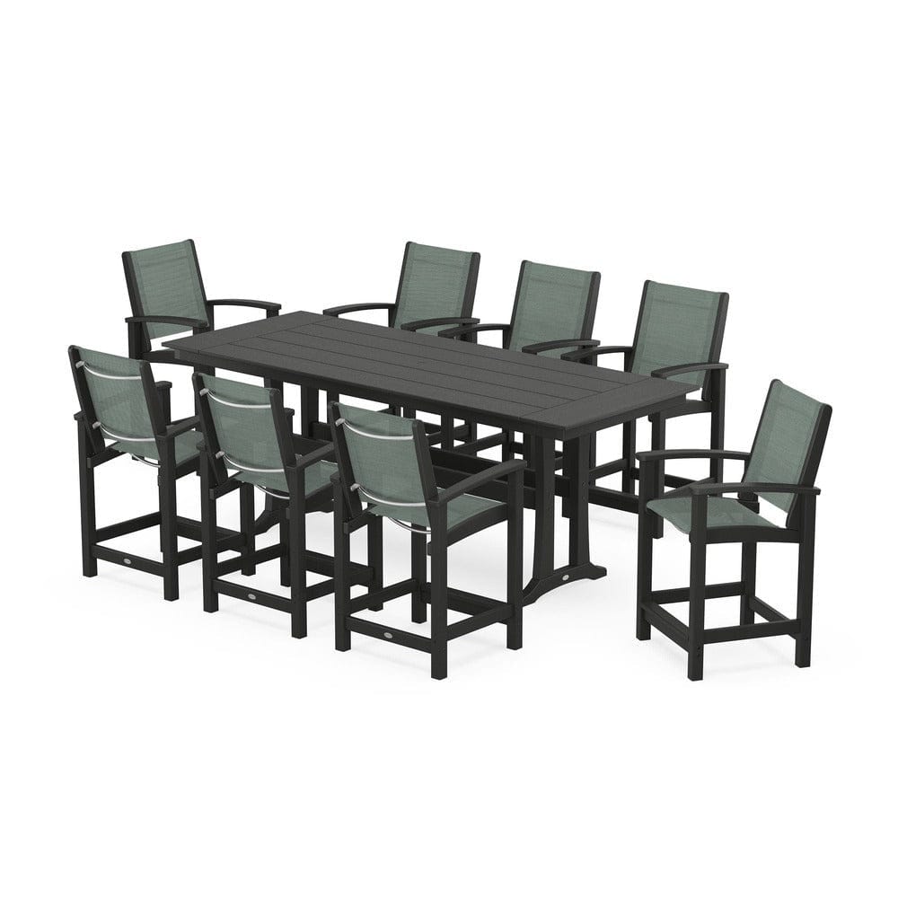 POLYWOOD® - Coastal 9-Piece Farmhouse Counter Set with Trestle Legs - PWS1898