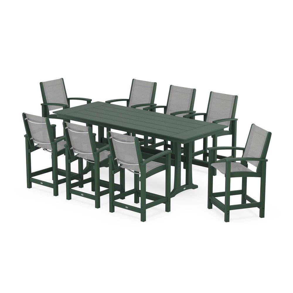 POLYWOOD® - Coastal 9-Piece Farmhouse Counter Set with Trestle Legs - PWS1898