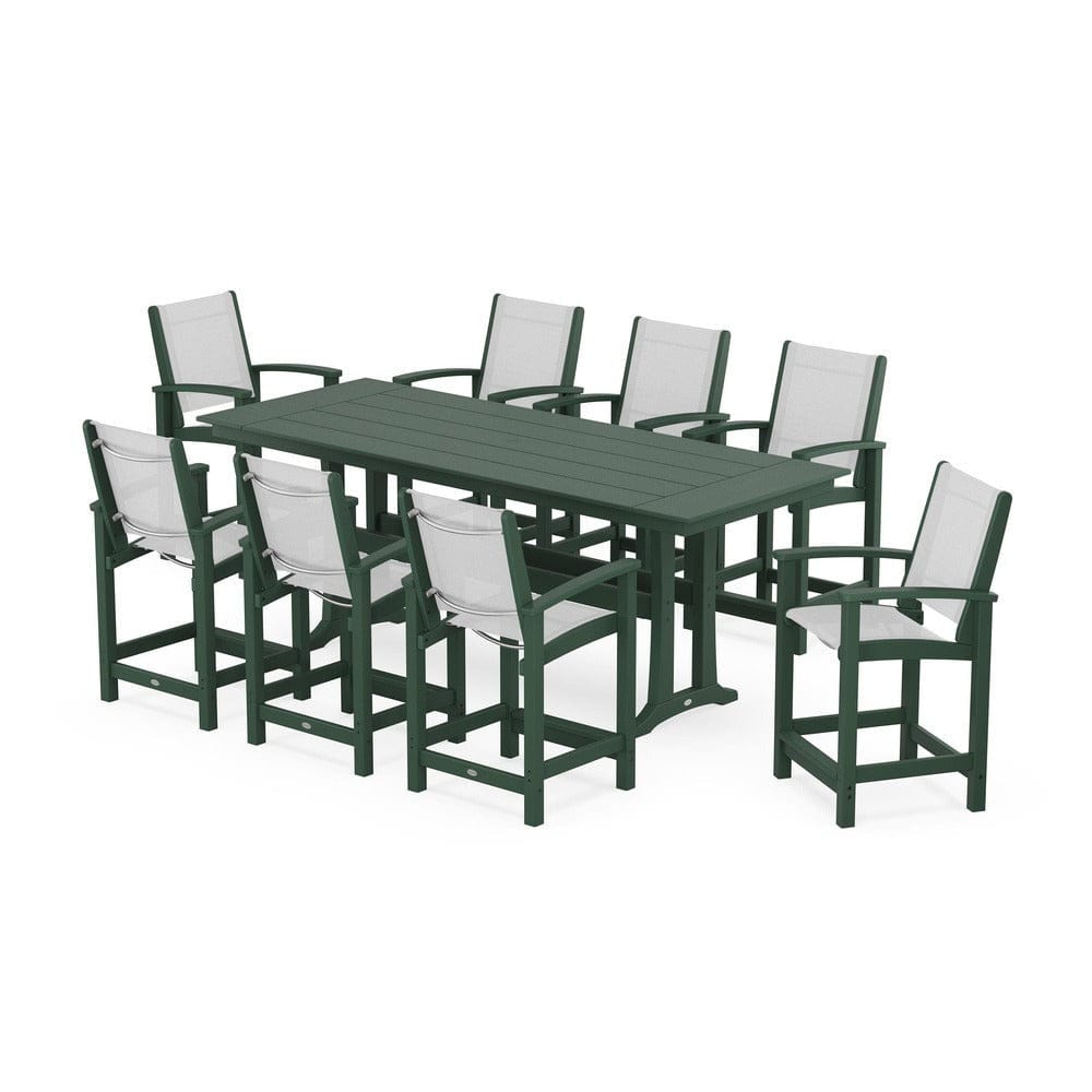 POLYWOOD® - Coastal 9-Piece Farmhouse Counter Set with Trestle Legs - PWS1898