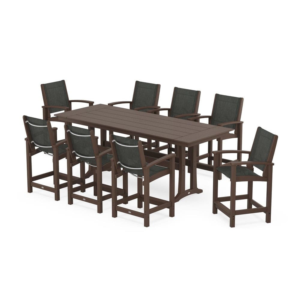 POLYWOOD® - Coastal 9-Piece Farmhouse Counter Set with Trestle Legs - PWS1898