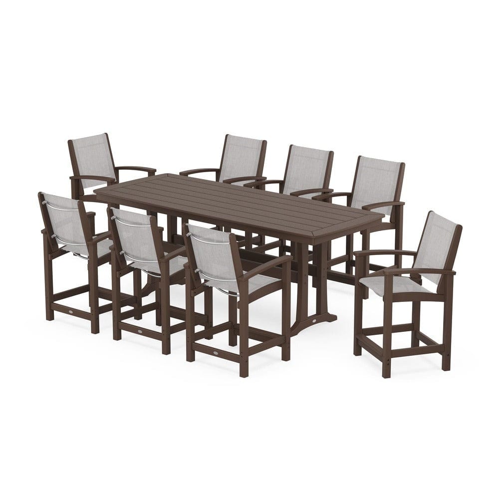 POLYWOOD® - Coastal 9-Piece Counter Set with Trestle Legs - PWS1931 Outdoor Furniture POLYWOOD®