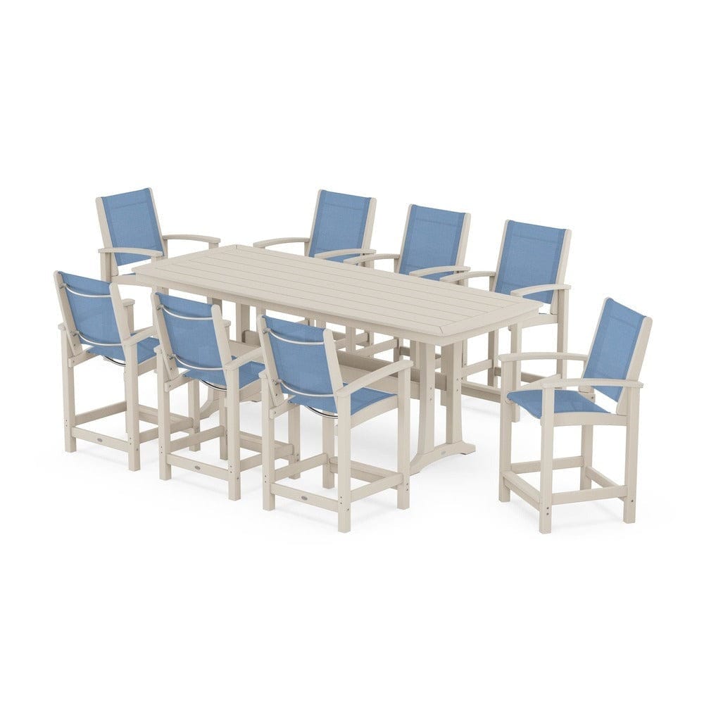 POLYWOOD® - Coastal 9-Piece Counter Set with Trestle Legs - PWS1931 Outdoor Furniture POLYWOOD®