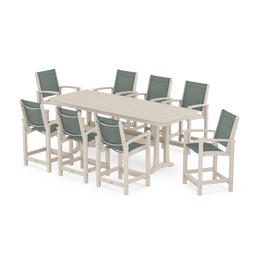 POLYWOOD® - Coastal 9-Piece Counter Set with Trestle Legs - PWS1931