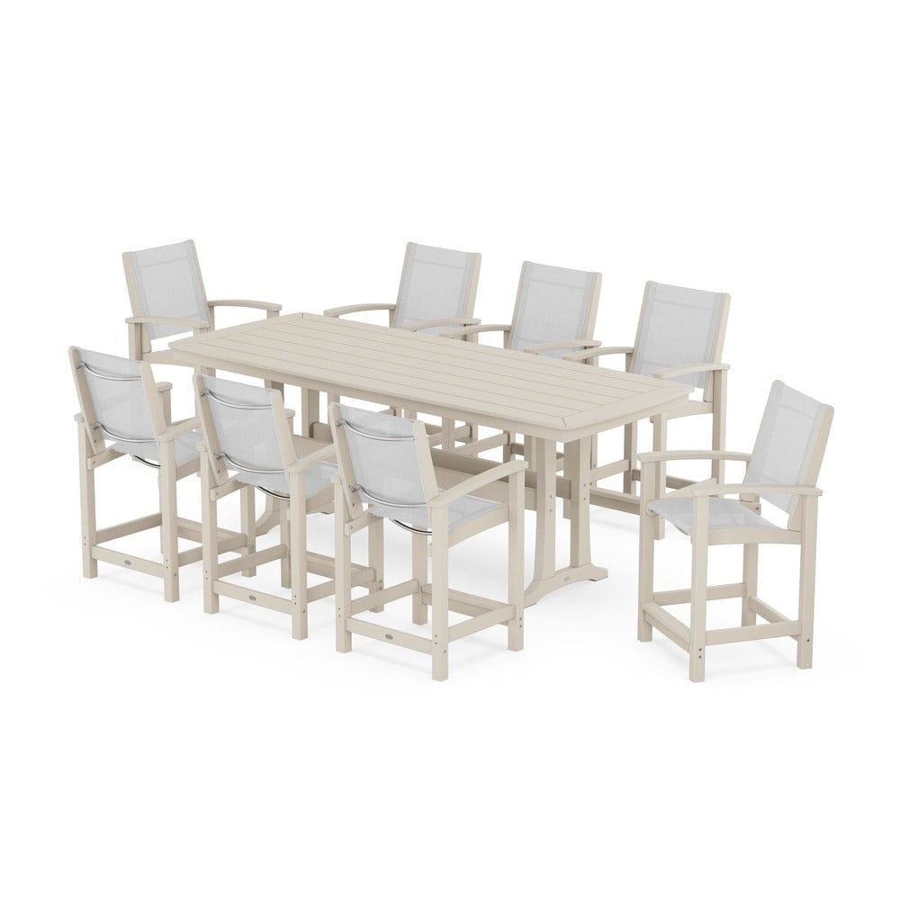 POLYWOOD® - Coastal 9-Piece Counter Set with Trestle Legs - PWS1931 Outdoor Furniture POLYWOOD®