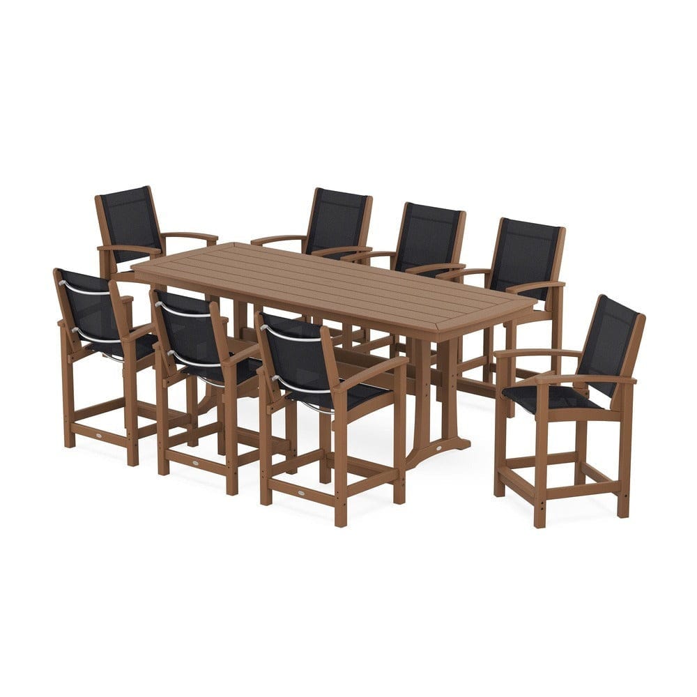 POLYWOOD® - Coastal 9-Piece Counter Set with Trestle Legs - PWS1931
