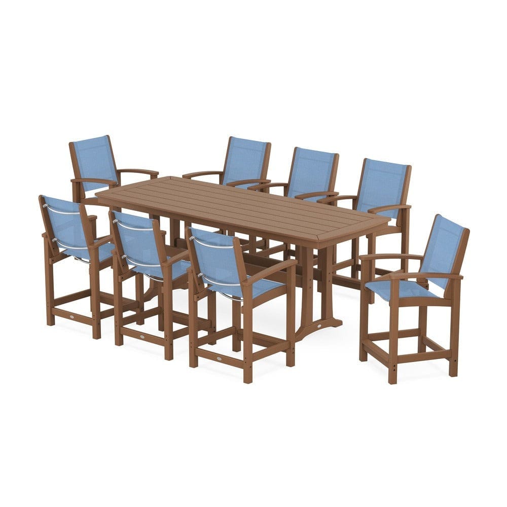 POLYWOOD® - Coastal 9-Piece Counter Set with Trestle Legs - PWS1931 Outdoor Furniture POLYWOOD®
