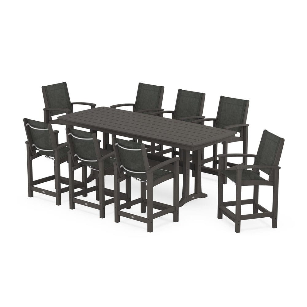 POLYWOOD® - Coastal 9-Piece Counter Set with Trestle Legs - PWS1931 Outdoor Furniture POLYWOOD®