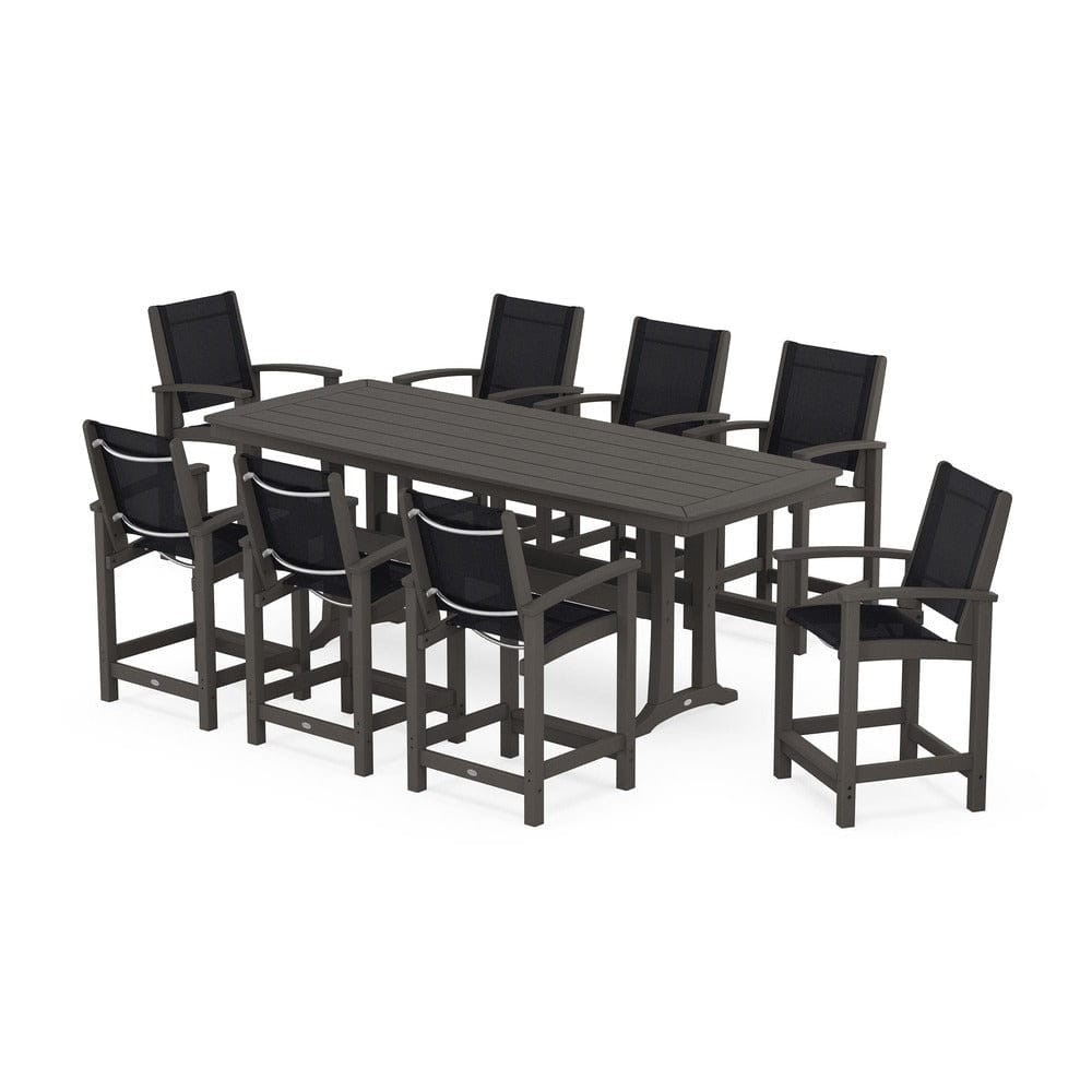 POLYWOOD® - Coastal 9-Piece Counter Set with Trestle Legs - PWS1931 Outdoor Furniture POLYWOOD®