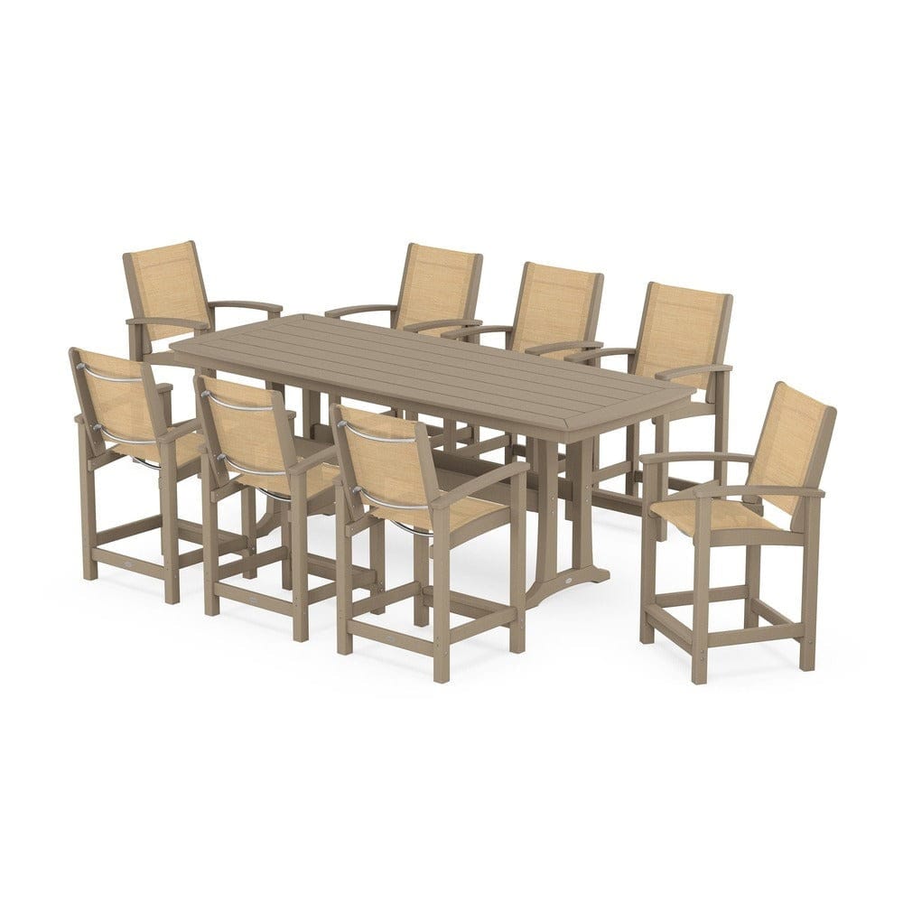 POLYWOOD® - Coastal 9-Piece Counter Set with Trestle Legs - PWS1931
