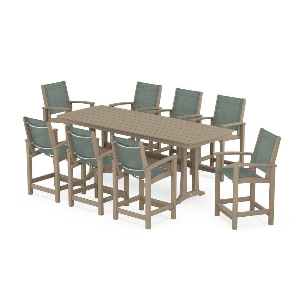 POLYWOOD® - Coastal 9-Piece Counter Set with Trestle Legs - PWS1931 Outdoor Furniture POLYWOOD®
